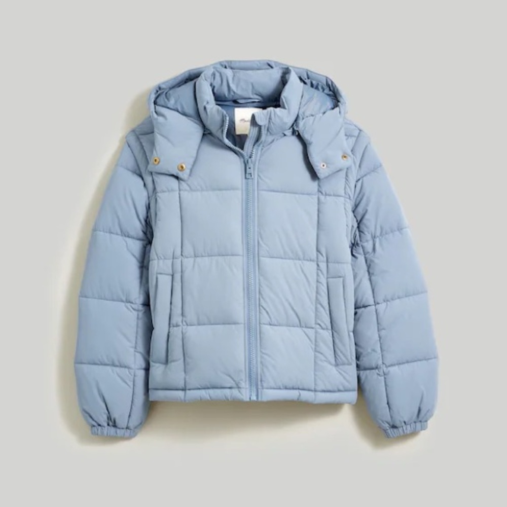 Modular Quilted Crop Puffer Jacket - Teapot Blue